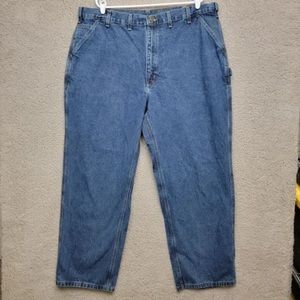 Carhartt Mens Blue Cotton Straight Original Dungaree Fit Denim Jeans Sz 44x33